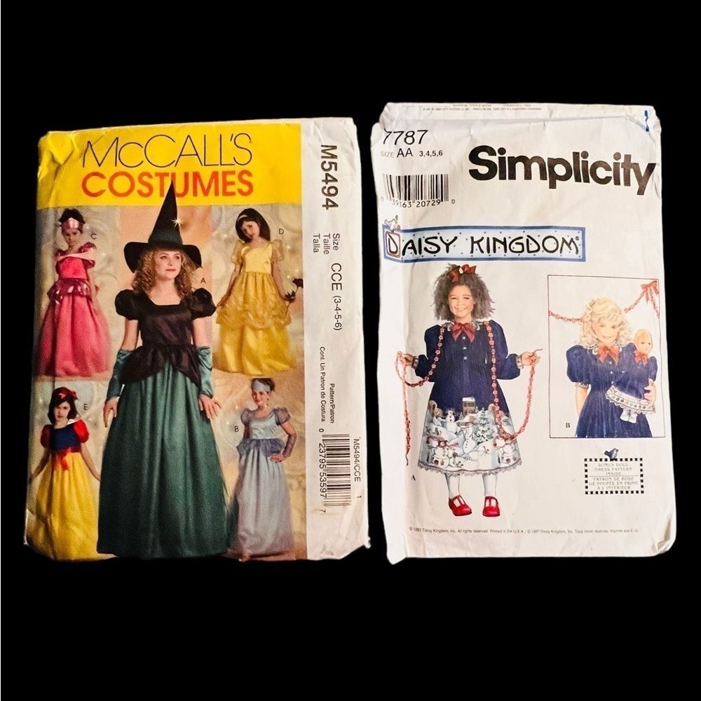 2 Vintage Simplistic Halloween Doll Dress & Dress Sewing Pattern